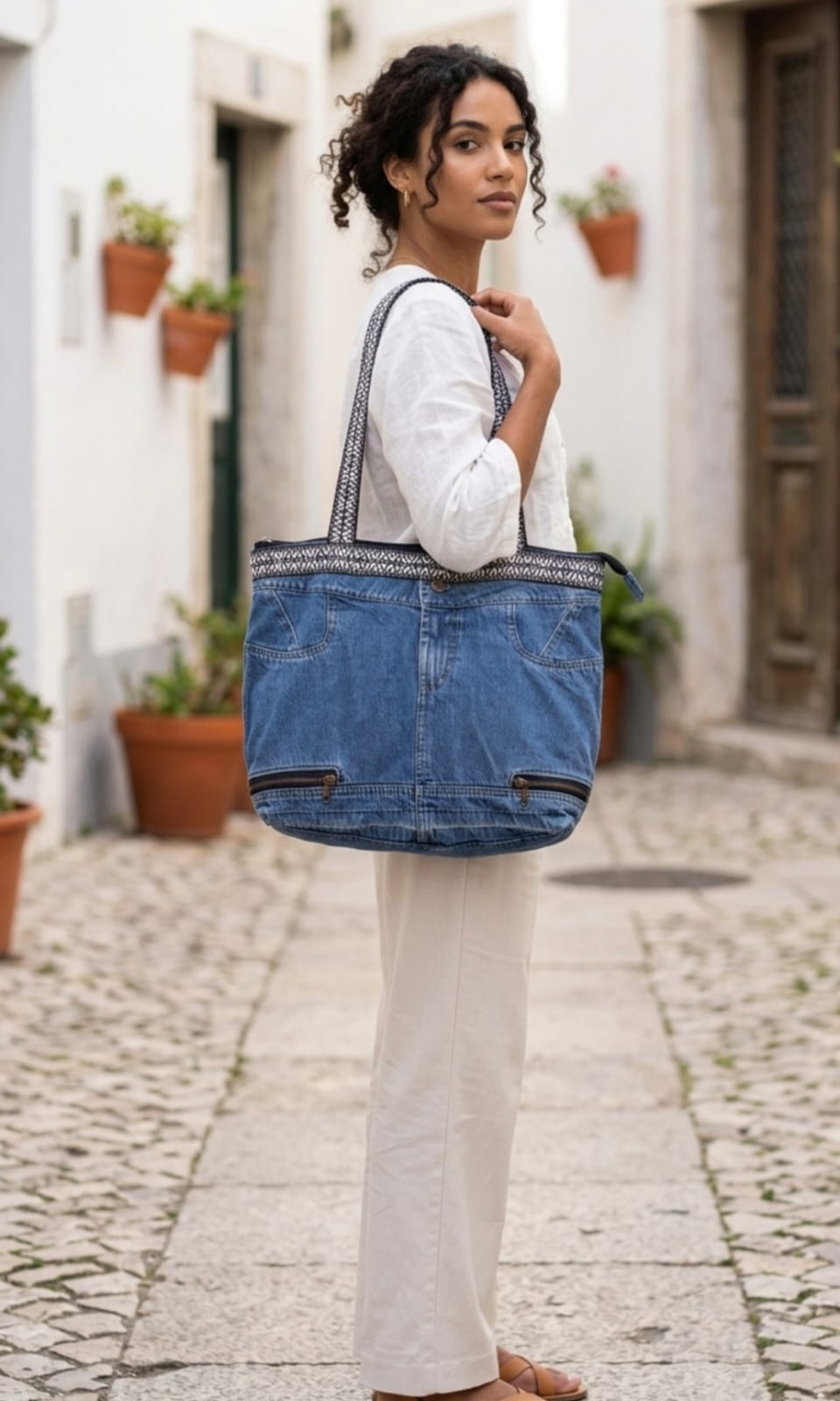 Bolsa tote de jeans artesanal PennAtelier